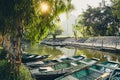 Waterfront with rowboats