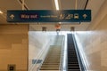 Waterfront Station escalator. Skytrain Canada Line subway. Vancouver, Canada.