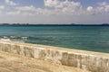 Waterfront stone promenade overlooking the ocean