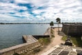 Waterfront stone walls of Castillo de San Marcos National Monument in St. Augustine, Florida Royalty Free Stock Photo