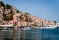 The waterfront of Symi, in Dodecanese, Greece.