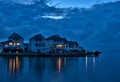 Waterfront vacation homes at at dusk Royalty Free Stock Photo