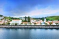 Waterfront view of the city of Horta, Faial Island, Azores. Royalty Free Stock Photo