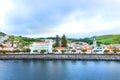Waterfront view of the city of Horta, Faial Island, Azores. Royalty Free Stock Photo