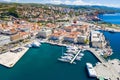 Waterfront view of the city of Rijeka, Croatia, reflection in the sea