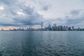 Waterfront view of Toronto City Skyscrapers along with CN Tower and Rogers Centre, Scarborough districts in summer, a view from To Royalty Free Stock Photo