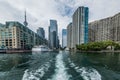 Waterfront view of Toronto City Skyscrapers along with CN Tower and Rogers Centre, Scarborough districts in summer, a view from To Royalty Free Stock Photo