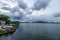 Waterfront view of Toronto City Skyscrapers along with CN Tower and Rogers Centre, Scarborough districts in summer, a view from To Royalty Free Stock Photo