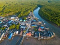 Waterfront village at Ban Sam Chong Tai Royalty Free Stock Photo