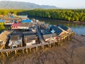 Waterfront village at Ban Sam Chong Tai Royalty Free Stock Photo