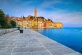 Waterfront walkway and colorful buildings in Rovinj, Istria, Croatia Royalty Free Stock Photo