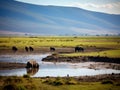 Ai Generated illustration Wildlife Concept of Waterhole ngorongoro