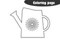 Watering can in cartoon style, coloring page, spring education paper game for the development of children, kids preschool activity