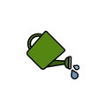 Watering can. Filled color icon. Gardening vector illustration