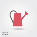Watering can icon flat. Pictogram with shadow. Royalty Free Stock Photo