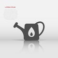 Watering can icon in flat style. Garden tool vector illustration on white isolated background. Cultivate growth sign business Royalty Free Stock Photo