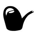 Watering Can Icon. A plant watering tool with a narrow spout creating a thin stream in a simple style.