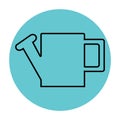 Watering can. Linear design. Blue round background Royalty Free Stock Photo