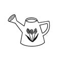 Watering can outline doodle icon. Vector hand drawn sketch illustration Royalty Free Stock Photo