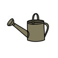 Watering can for plants doodle icon, vector color line illustration Royalty Free Stock Photo