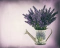 Watering can with plucket lavender