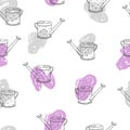 Watering can seamless pattern.