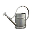 Watering can, shiny aluminum gardening tool isolated on white background 3d rendering