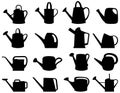 Watering cans silhouettes Royalty Free Stock Photo