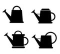 Watering cans silhouettes vector icon set