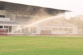 Watering the football field Royalty Free Stock Photo