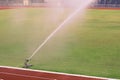 Watering the football field Royalty Free Stock Photo