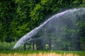 watering the green field to promote growth