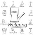 watering hand draw icon. Element of farming illustration icons. Signs and symbols can be used for web, logo, mobile app, UI, UX