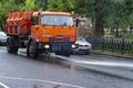 Watering machine cleans the roadway