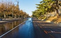 Watering and sweeping the streets of a City Royalty Free Stock Photo