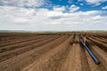 Watering System in Agriculture Industry. Drough on Plantation,Clima Change Problem Royalty Free Stock Photo