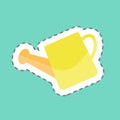 Watering tool Sticker in trendy line cut isolated on blue background Royalty Free Stock Photo