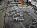 Waterjet cut pieces on top of table at a marble factory