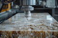 Waterjet cutter slicing through stone with precision and power Royalty Free Stock Photo