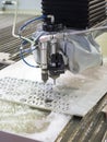 Waterjet metal cutting by cnc program Royalty Free Stock Photo