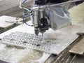 Waterjet metal cutting by cnc program Royalty Free Stock Photo