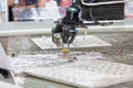 Waterjet metal cutting by cnc program Royalty Free Stock Photo
