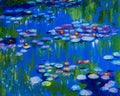 Waterlilies pond. Oil painting on canvas. Royalty Free Stock Photo