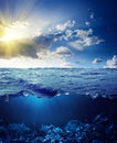 Waterline and underwater background Royalty Free Stock Photo