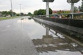 Waterlogged on road due to clogged drainage system