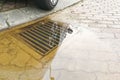 Waterlogged on street due to clogged drainage system