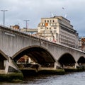 Waterloo Bridge Crossing The River Thames View From Southbank