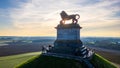 Waterloo, Brussels, Belgium, February 25th, 2024, Waterloo Battlefield Lion Statue at Dusk