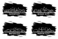 Waterloo, Sioux City, Mason City and Davenport Iowa City Skyline Silhouette Set