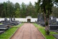 Watermael-Boitsfort, Brussels Capital Region, Belgium - Entrance and path of the municipality graveyard